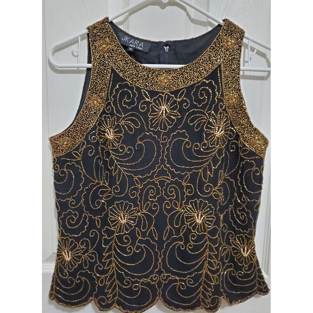 JKara New York Medium Formal Evening Cocktail Party Elegant Sleeveless Beaded